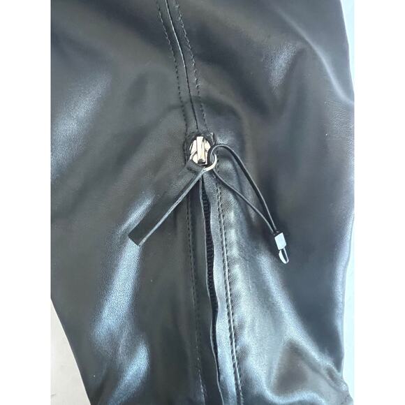 NWT Zara Tall Over The Knee Black Vegan Leather Square Toe Pull On Boots Sz 9 - Picture 13 of 15